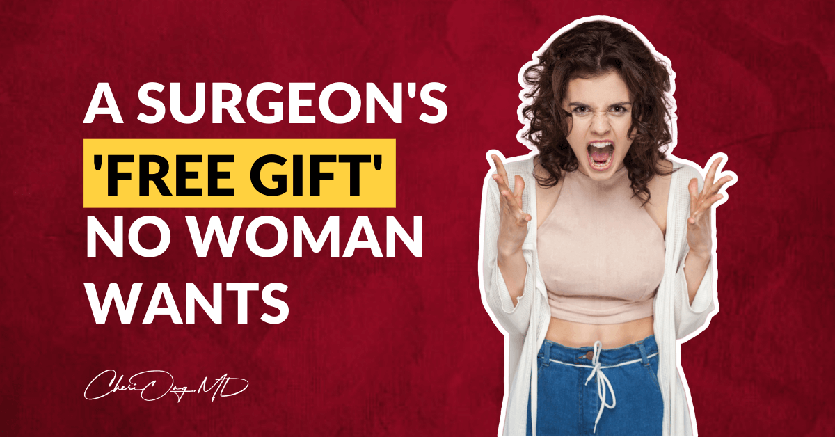 A frustrated and angry woman expressing displeasure and lack of consent regarding a surgery-related matter