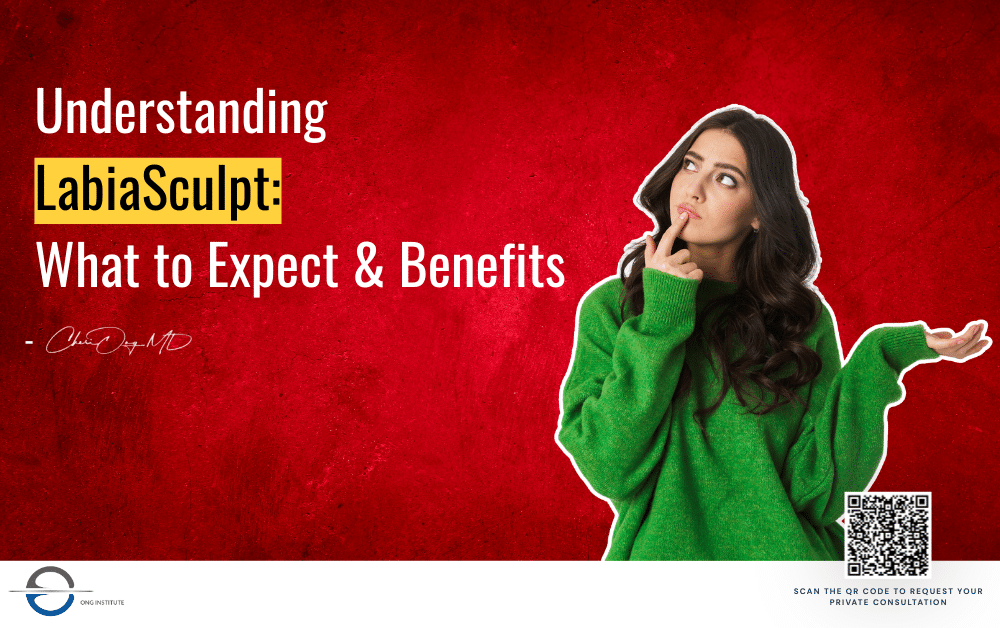 woman confused to know LabiaSculpt aesthetic and intimate wellness treatments.